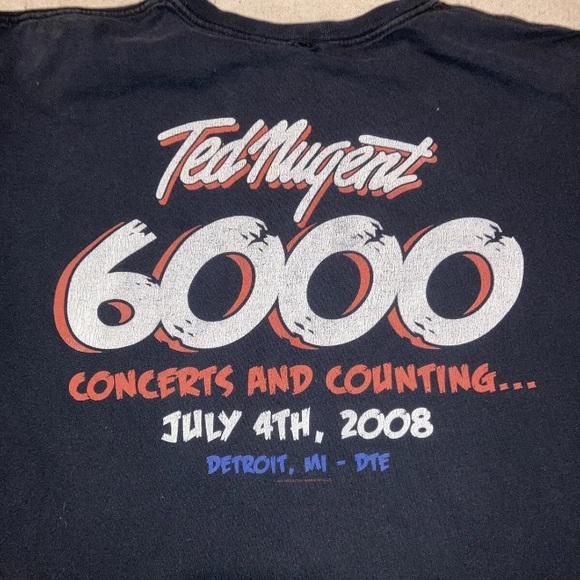 Ted Nugent 6000th Detroit Rock Tee Concert 2008 Black T-Shirt Size L Men’s Faded - Picture 6 of 9